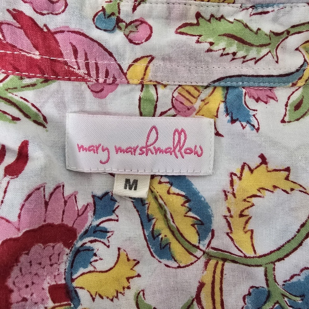Mary Marshmallow India Floral Shirt Size M Relaxed Button Down Long Sleeve Boho - Picture 7 of 9